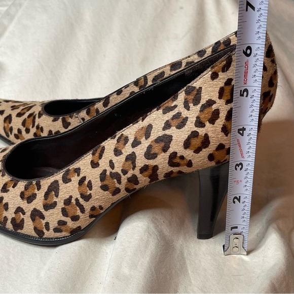 Franco Sarto | Tan Brown Leopard Print Leather Calf Hair 3” Heel Sz 8 - Picture 6 of 12